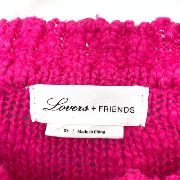 Lovers + Friends Sweater Women's XS Pink Frill Sleeve Crewneck Drop Shoulder - Picture 3 of 7